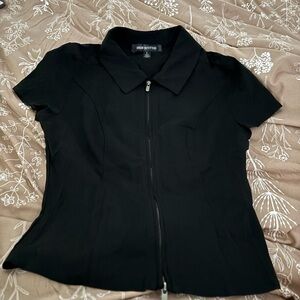 Urban Outfitters Black Collared Zip-Up Top